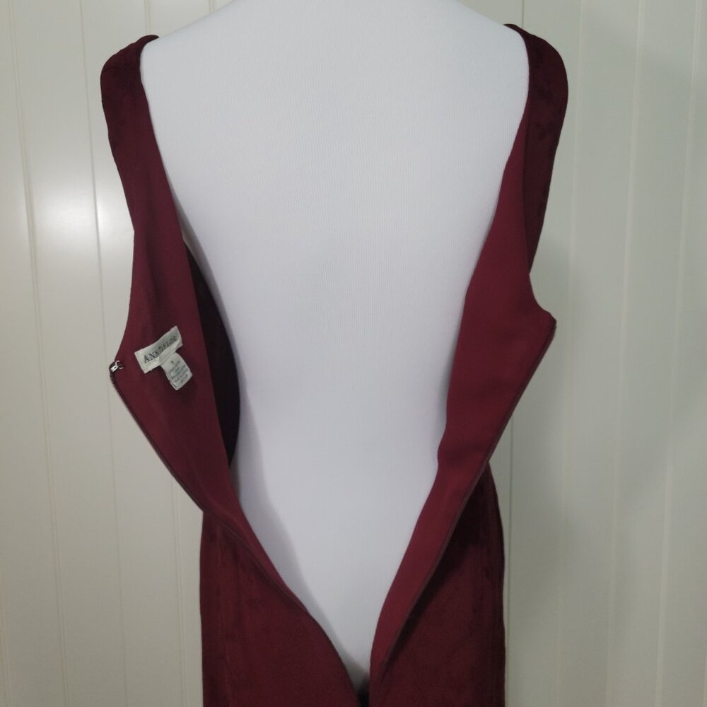 Vtg Ann Taylor Y2k Whimsigoth Floral Embroidered Sheer Maroon Sheath MaxiDress 8 - Picture 6 of 16